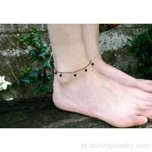 Cigana estilo verão preto miçangas pulseiras de tornozelo barato tornozeleiras